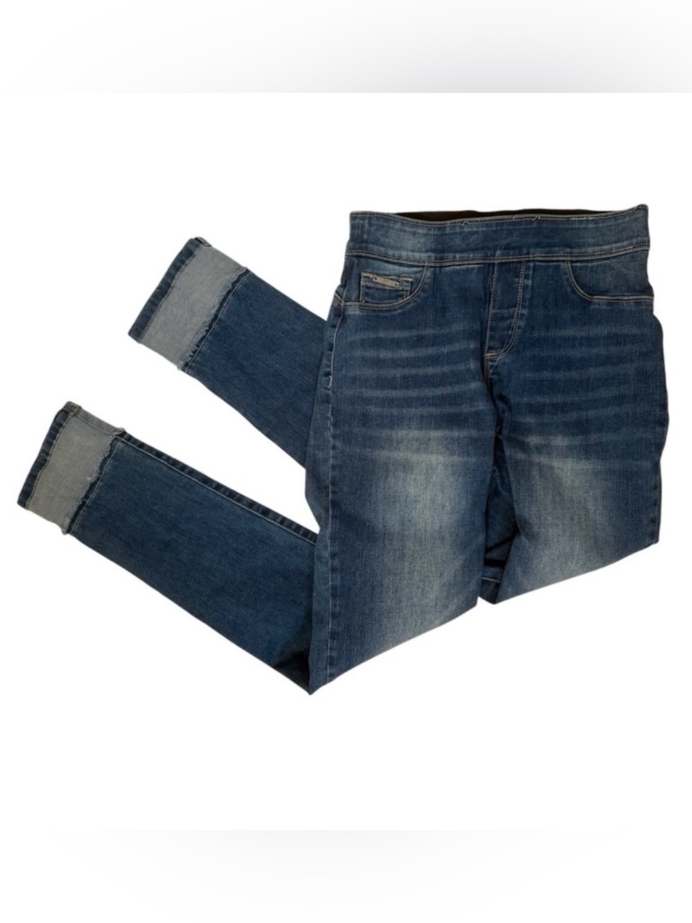 COCO + CARMEN JEANS JEGGINGS BLUE DENIM PULL ON BACK POCKETS SIZE S